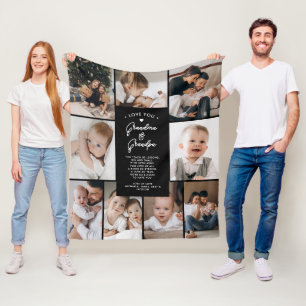 Oma & Opa lieben dich 9-Foto-Collage Modern Fleecedecke