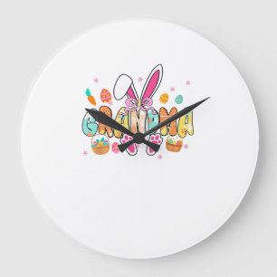 Oma Ostern Oma Kokette Hasenohren Eier Ba Große Wanduhr