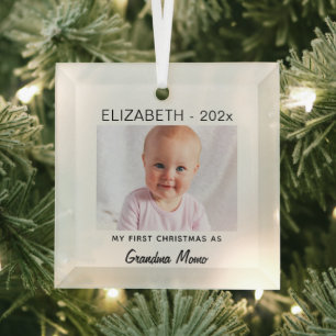 Oma/pa 1. Weihnachten, Baby Foto Keepake Ornament Aus Glas