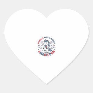 Oma patriotisches Americorn Einhorn-Shirt-Design_1 Herz-Aufkleber