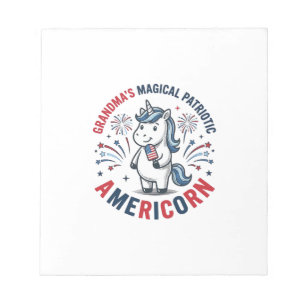 Oma patriotisches Americorn Einhorn-Shirt-Design_1 Notizblock