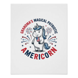 Oma patriotisches Americorn Einhorn-Shirt-Design_1 Poster