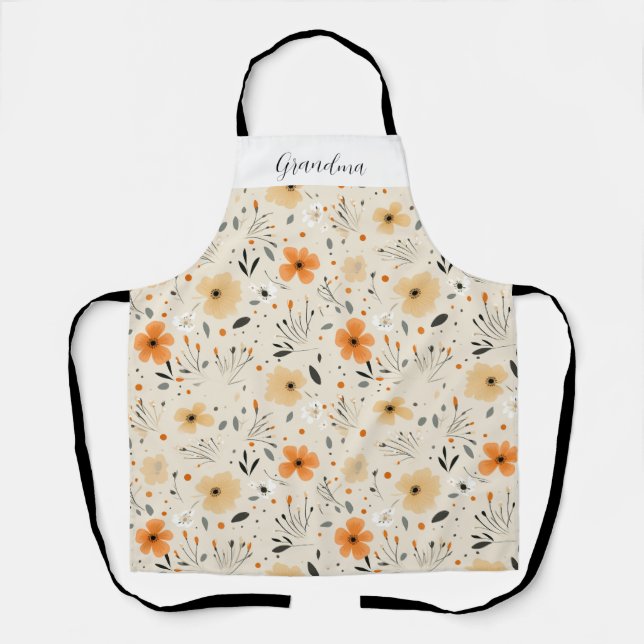 Oma Peach Floral Schürze (Vorderseite)