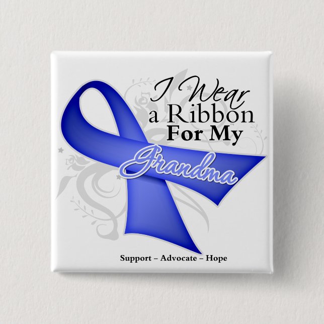 Oma Periwinkle Ribbon - Magenkrebs Button (Vorderseite)