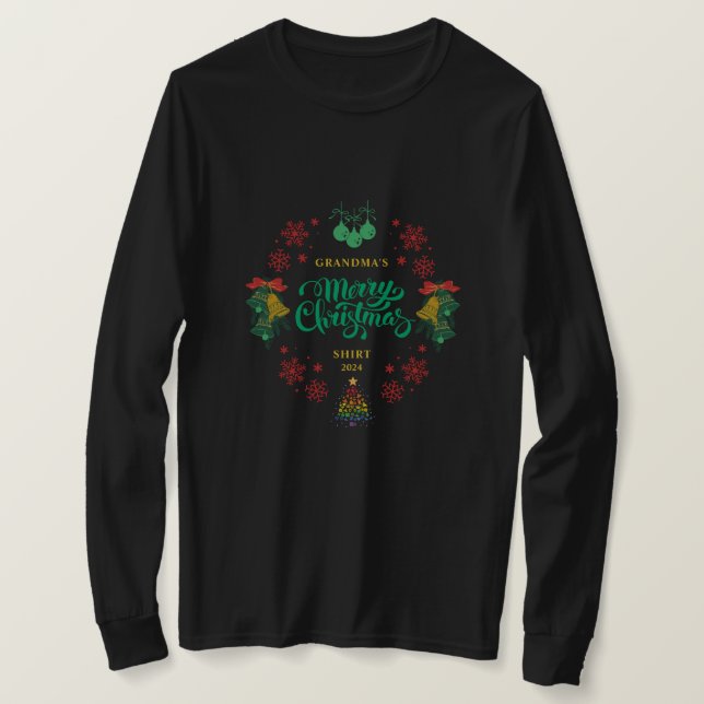 Oma personalisierbare Vintage frohe Weihnachten T-Shirt (Design vorne)