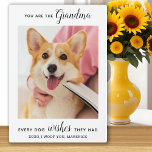 Oma Personalisiert Pet Foto Fotoplatte<br><div class="desc">Alles Gute zum Geburtstag, der beste Hund Großmutter aller Zeiten! Gib Oma eine niedliche und lustige personalisierte Foto-Plakette von ihrem besten Enkel, dem Hund! "Du bist die Oma, die jeder Hund haben möchte " Personalisieren Sie mit Ihrer speziellen Nachricht, dem Hundennamen und dem Lieblings-Foto. Diese Oma-Plakette ist auch perfekt für...</div>