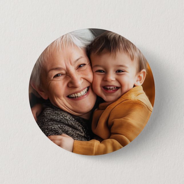 Oma Personalisierte Enkel Vollbild-Foto  Button (Vorderseite)