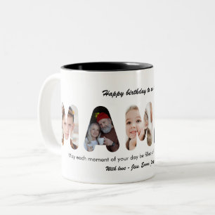 Oma personalisierte Fotocollage für Großmutter Zweifarbige Tasse