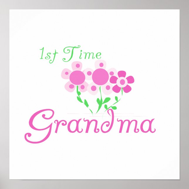 Oma Pink Blume zum ersten Mal Geschenke Poster (Vorne)