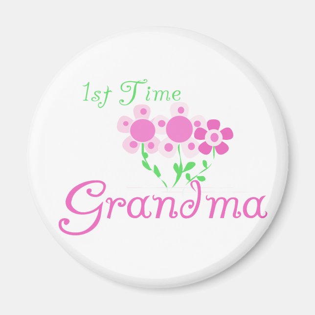 Oma-Pink-Blume zum ersten Mal Magnet (Vorne)