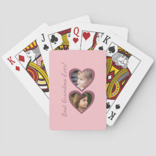 Oma Pink Hearts Enkelkinder Fotocollage Spielkarten