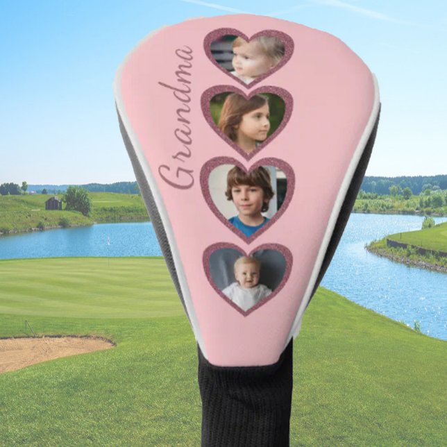 Oma Pink Herz Grandchildren FotoCollage Golf Headcover (Von Creator hochgeladen)