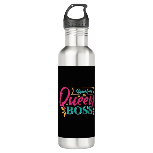 Oma Queen Boss Super Grandma Granny Edelstahlflasche (Vorderseite)