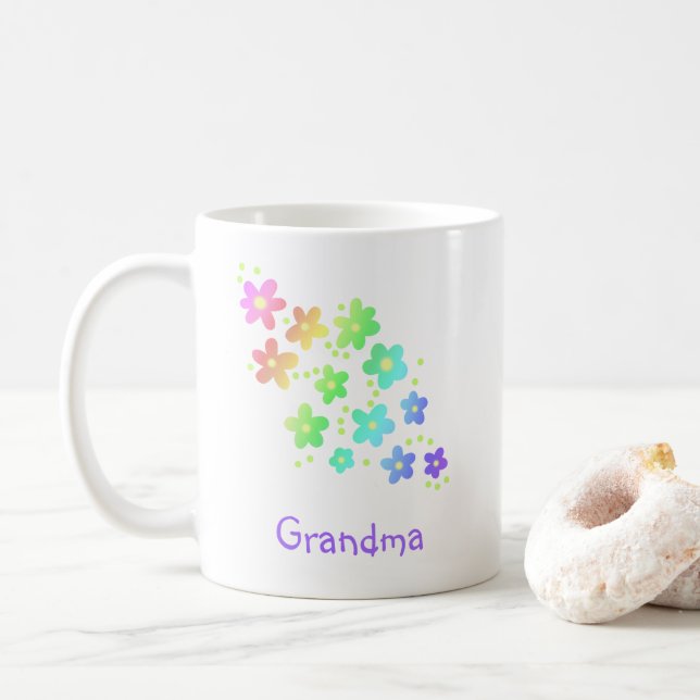 Oma Rainbow Blume Tasse (Mit Donut)
