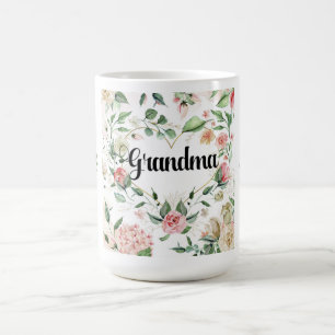 Oma Rose Herzliche Tasse mit Blume Akzenten