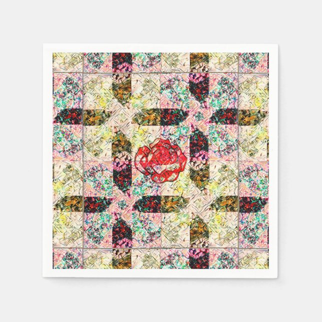 Oma-Rose-Quilpapier Serviette (Vorderseite)