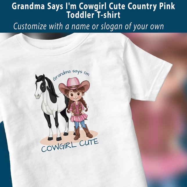 Oma sagt, ich bin Cowgirl Niedlich Country Pink Kleinkind T-shirt (Grandma Says I'm Cowgirl Cute Country Pink Toddler T-shirt)