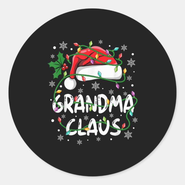 Oma Santa Claus Familienweihnachtsfeier Crew Ma Runder Aufkleber (Vorderseite)