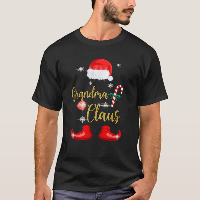 Oma Santa Claus Funny Familie Weihnachtsjets für T-Shirt (Vorderseite)