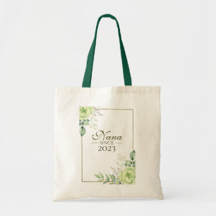 Oma seit personalisiertem Jahres-Blumen-Handschrif Tragetasche