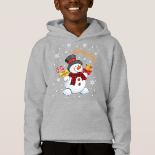 Oma Snowman Candy Cane Christmas Red Kariert Hoodie