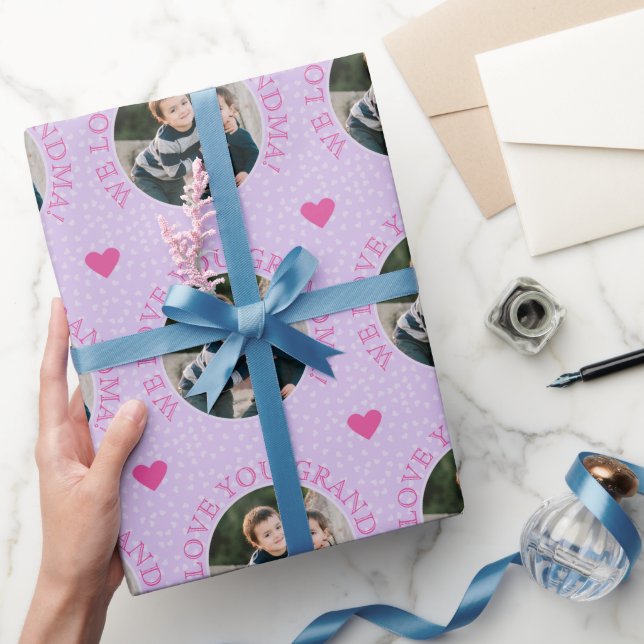 Oma-Sondertext und -Fotos lila Geschenkpapier (Schenken)
