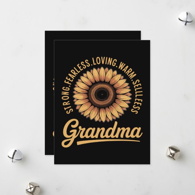 Oma Sonnenblume Muttertag  Feiertagskarte (Vorderseite/Rückseite Beispiel)