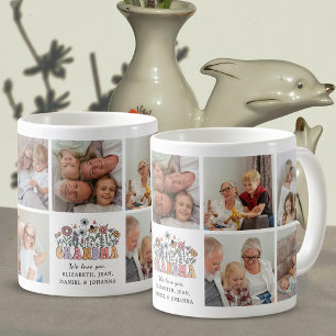 Oma Süß Retro Launische Blumen Foto Collage Kaffeetasse