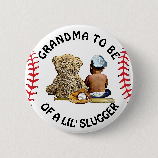 Oma to Be a Lil Slugger Baby Showknopf Button (Vorderseite)