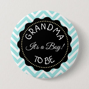 Oma to be aquamarin Zickzack Baby Showknopf Button