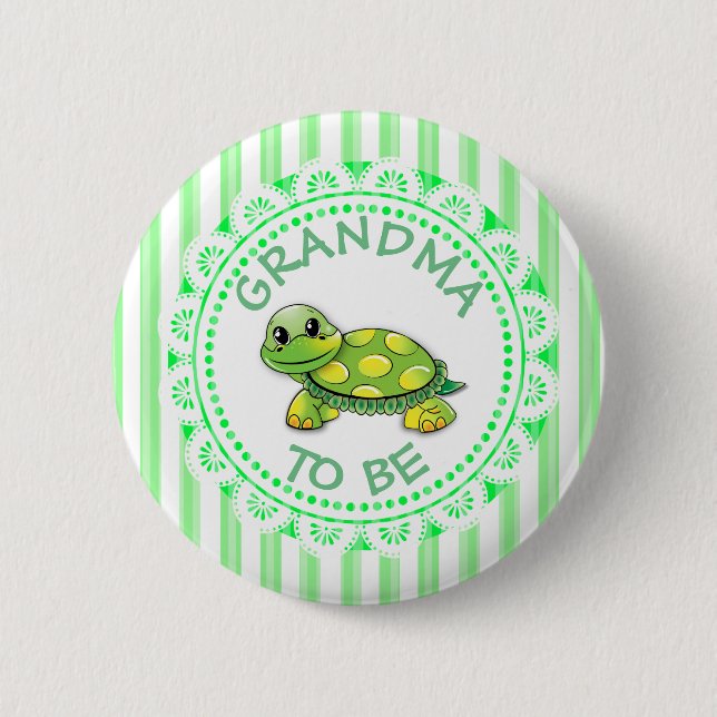 Oma to be Baby Shower Button Schildkröte Thema (Vorderseite)