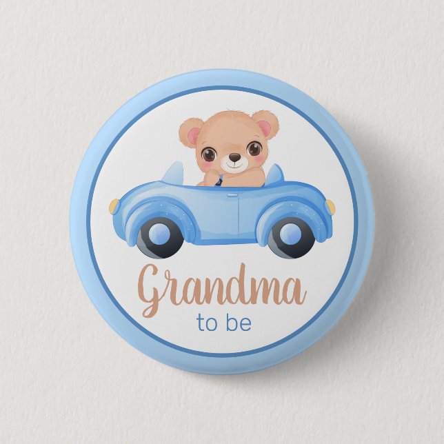 Oma to be Bear Boy Baby Shooting Button (Vorderseite)