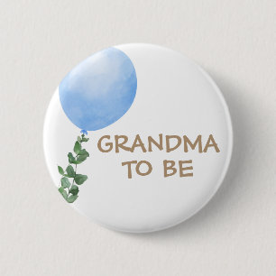 Oma to be Blue Balloon Baby Showknopf Button