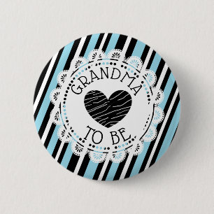 Oma to be blue black Heart Baby Showbutton Button