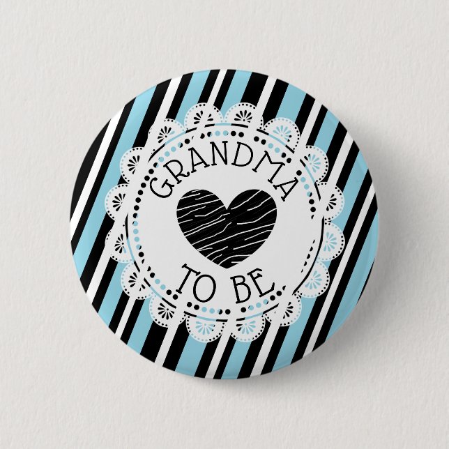 Oma to be blue black Heart Baby Showbutton Button (Vorderseite)