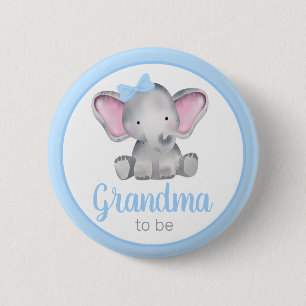 Oma to be Blue Elephant Boy Baby Showknopf Button