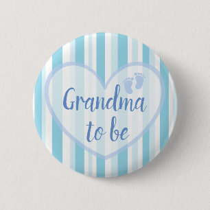Oma to be Blue Footprints Baby Showknopf Button