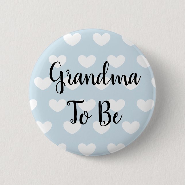 Oma to be Blue Hearts Baby Showbutton Button (Vorderseite)