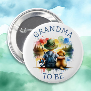 Oma to be Boy's Fishing Baby Shower Button