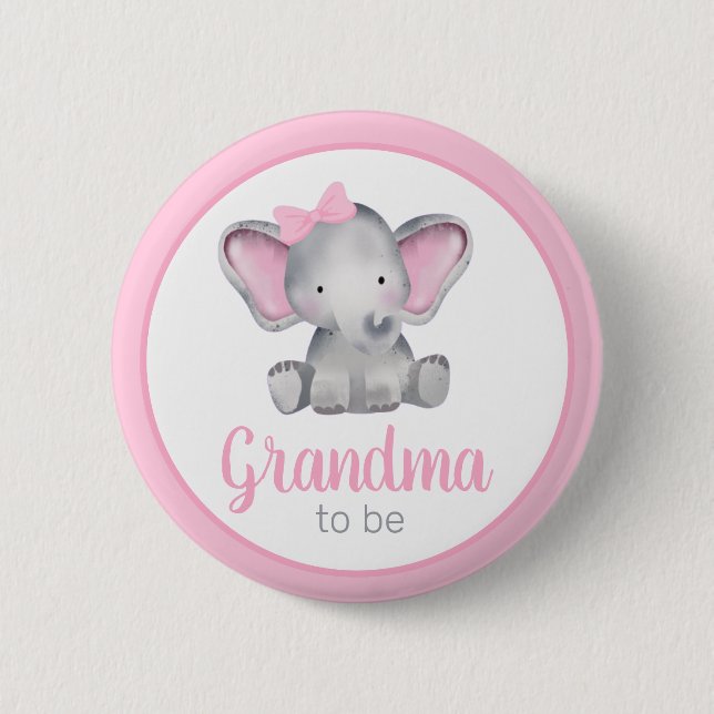 Oma to be Elephant Girl Baby Shooting Button (Vorderseite)
