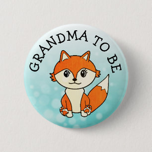 Oma to be Forest Animals Fox Baby Dusche Button