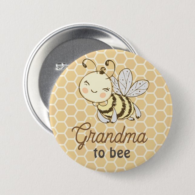 Oma to be Granny Niedlich Honeybee Bee Baby Shower Button (Vorne & Hinten)