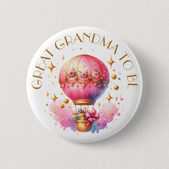 Oma to be Hot Air Balloons Girl's Baby Shower Button (Vorderseite)