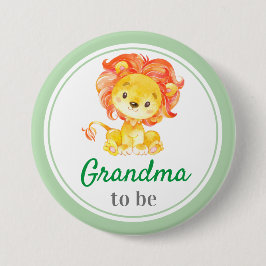 Oma to be New Granny Baby Dusche Jungle Safari Button