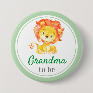 Oma to be New Granny Baby Dusche Jungle Safari Button
