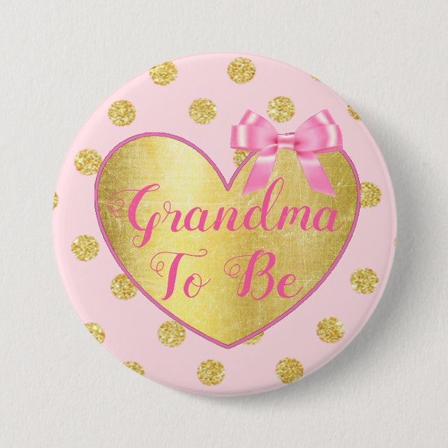Oma to be Pink and Gold Baby Shooting Button (Vorderseite)