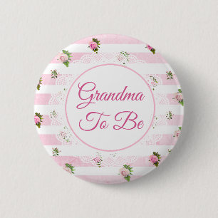Oma to be Pink Floral Baby Showbutton Button