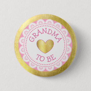 Oma to be Pink & Gold Baby Showknopf Button