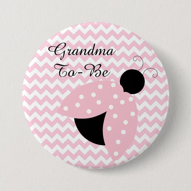"Oma to be" Pink Ladybug Babydusche Button (Vorderseite)