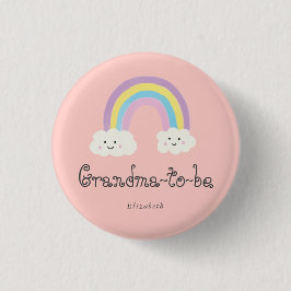 Oma to be Rainbow Baby Shower Pastel Kawaii Button